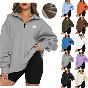 Women Quarter Zip Pullover Long Sleeve Tops Sweatshirt